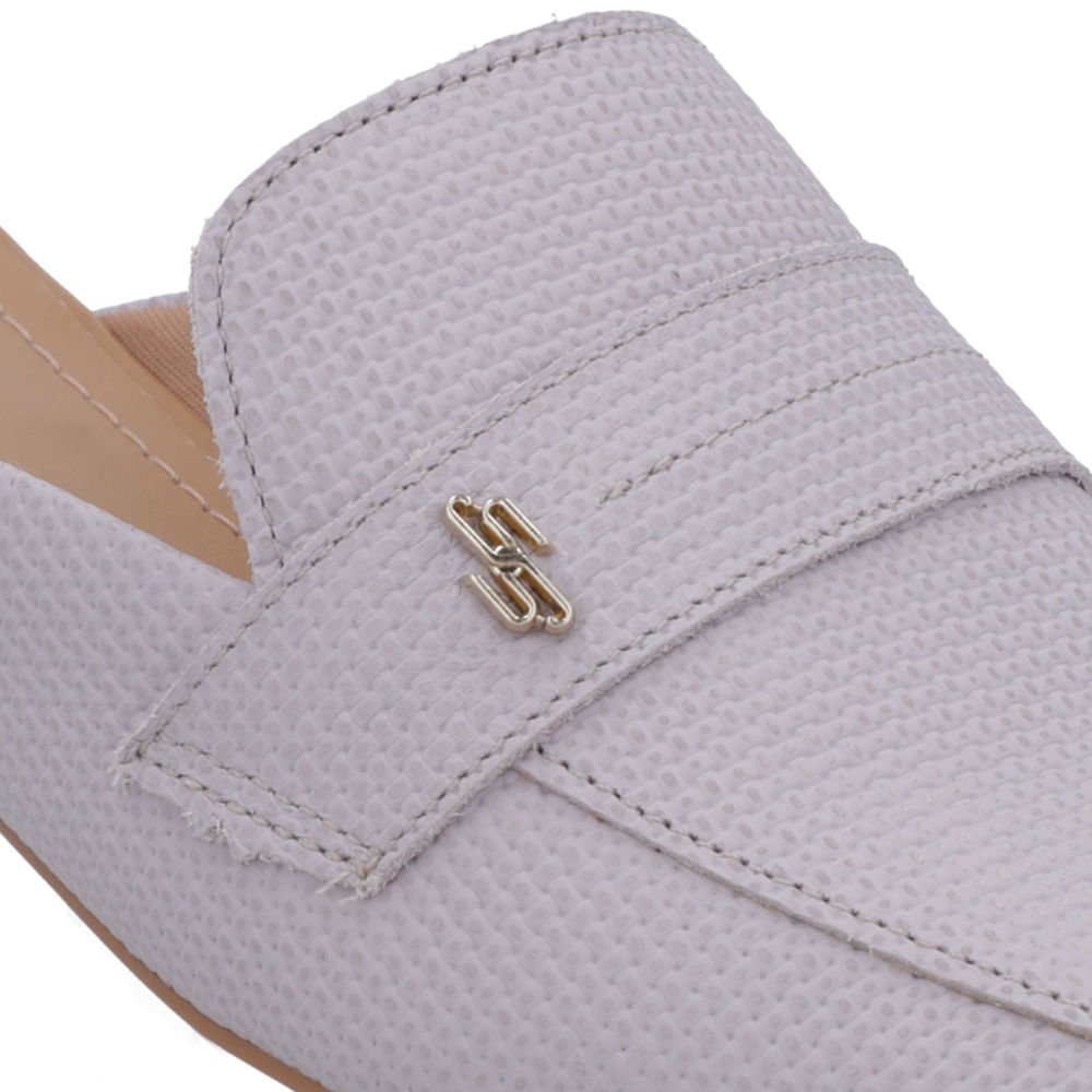 Mule Lilás Bico Redondo Couro Branco 8