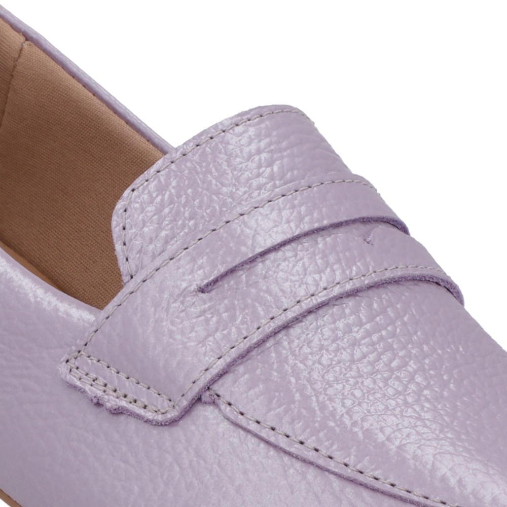 Loafer Lilás Couro Salto Bloco Cinza 4