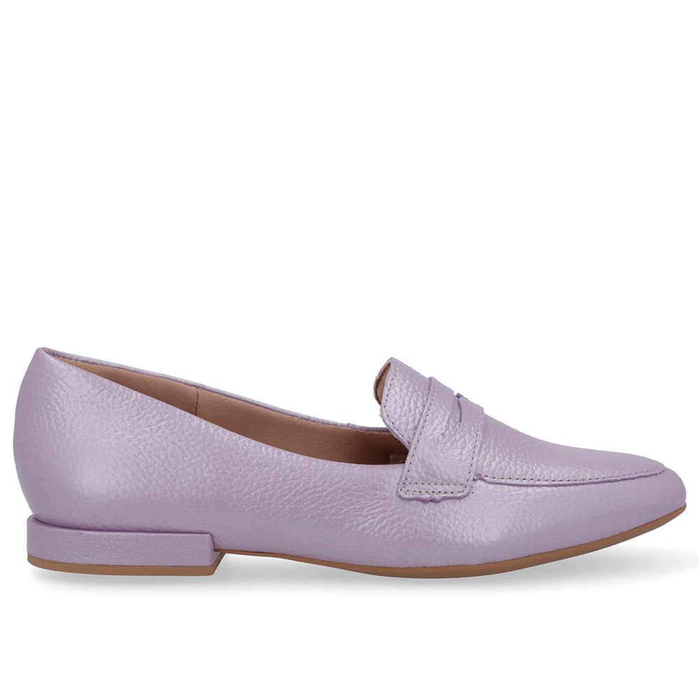 Loafer Lilás Couro Salto Bloco Cinza 3