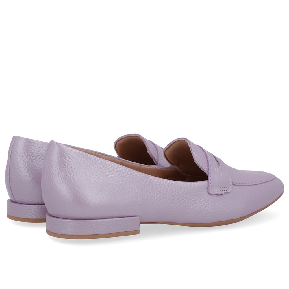 Loafer Lilás Couro Salto Bloco Cinza 4