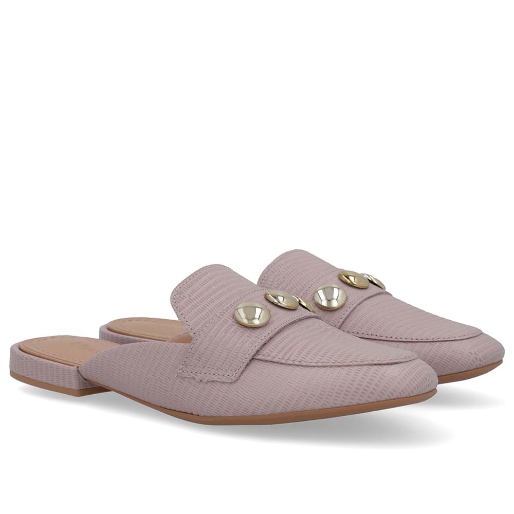 Mule Lilás Salto Bloco Couro Bege 2