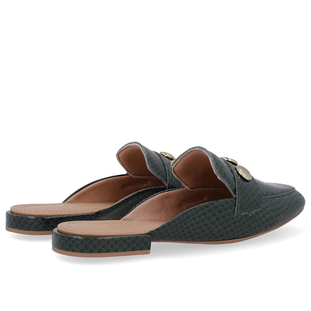 Mule Verde Salto Bloco Verniz Preto 3