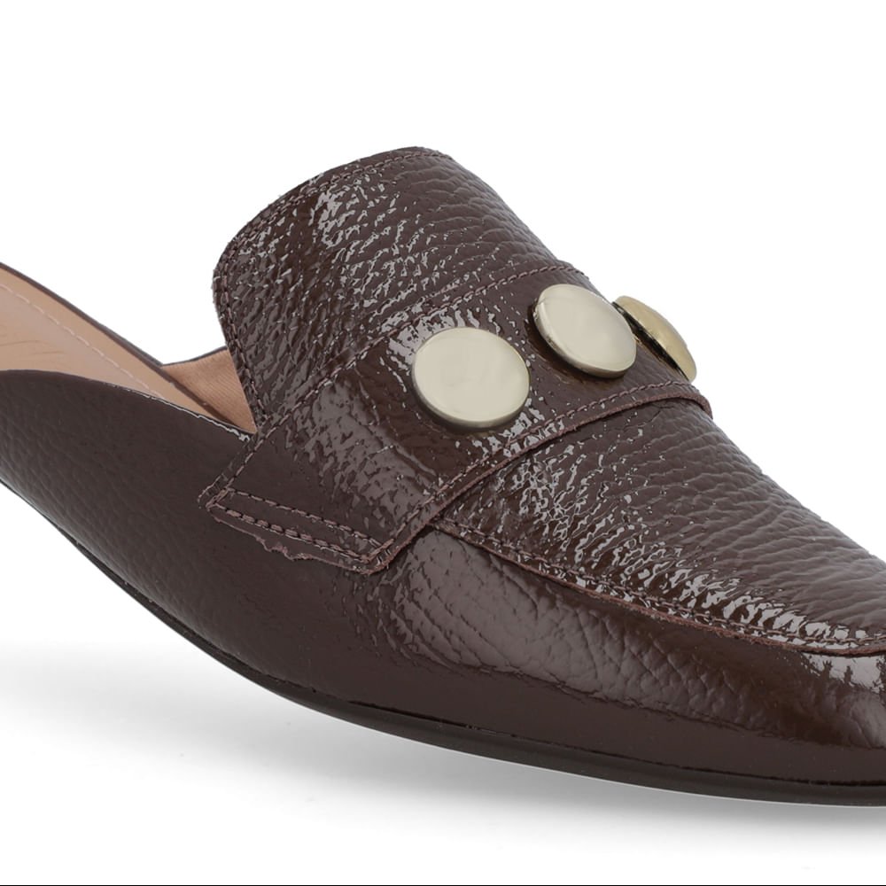 Mule Marrom Salto Bloco Verniz Marrom 4