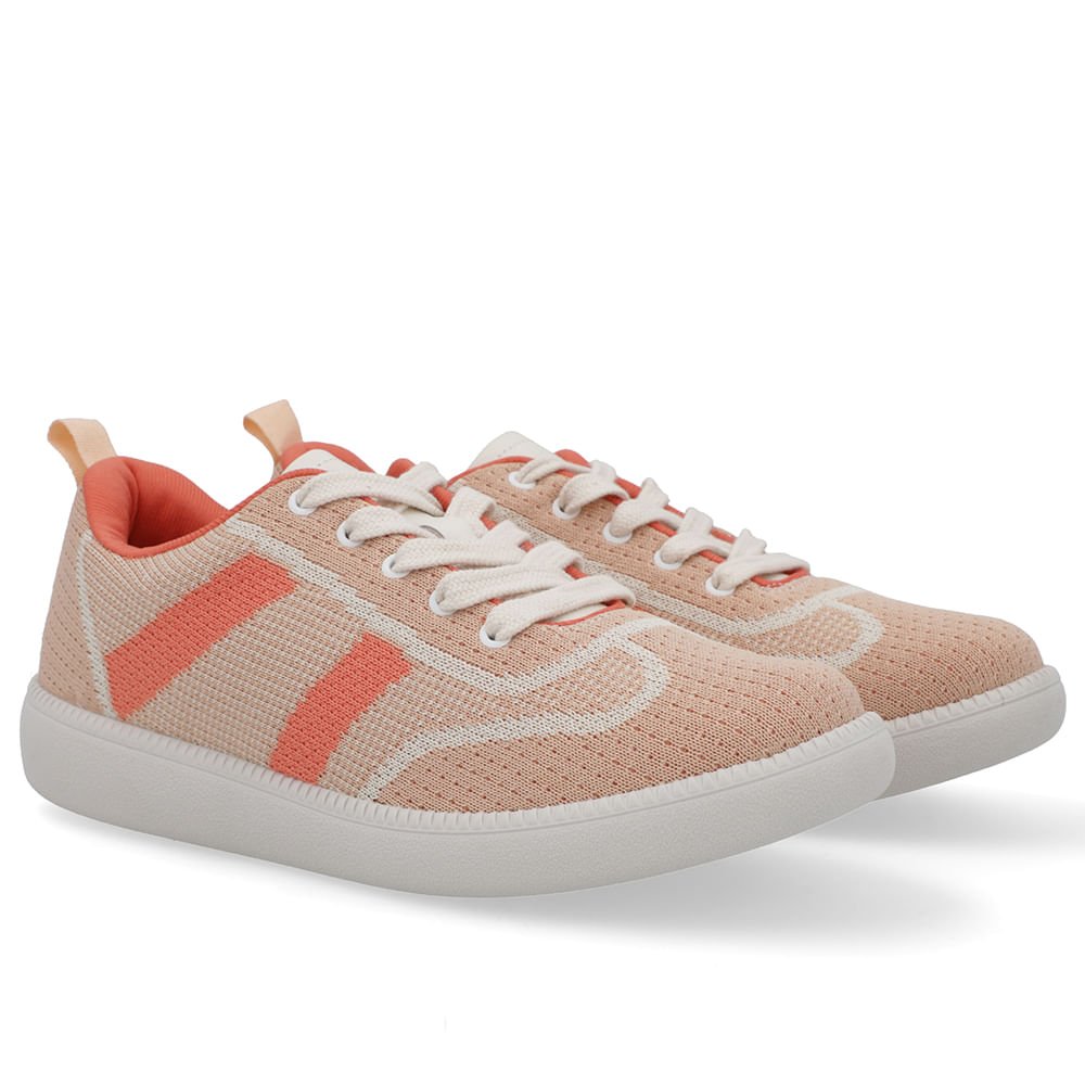 Tênis Casual Laranja Tecido Rosa 2