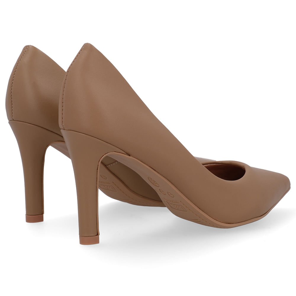 Scarpin Marrom Salto Alto Couro Bico Fino Enfeite Marrom 3