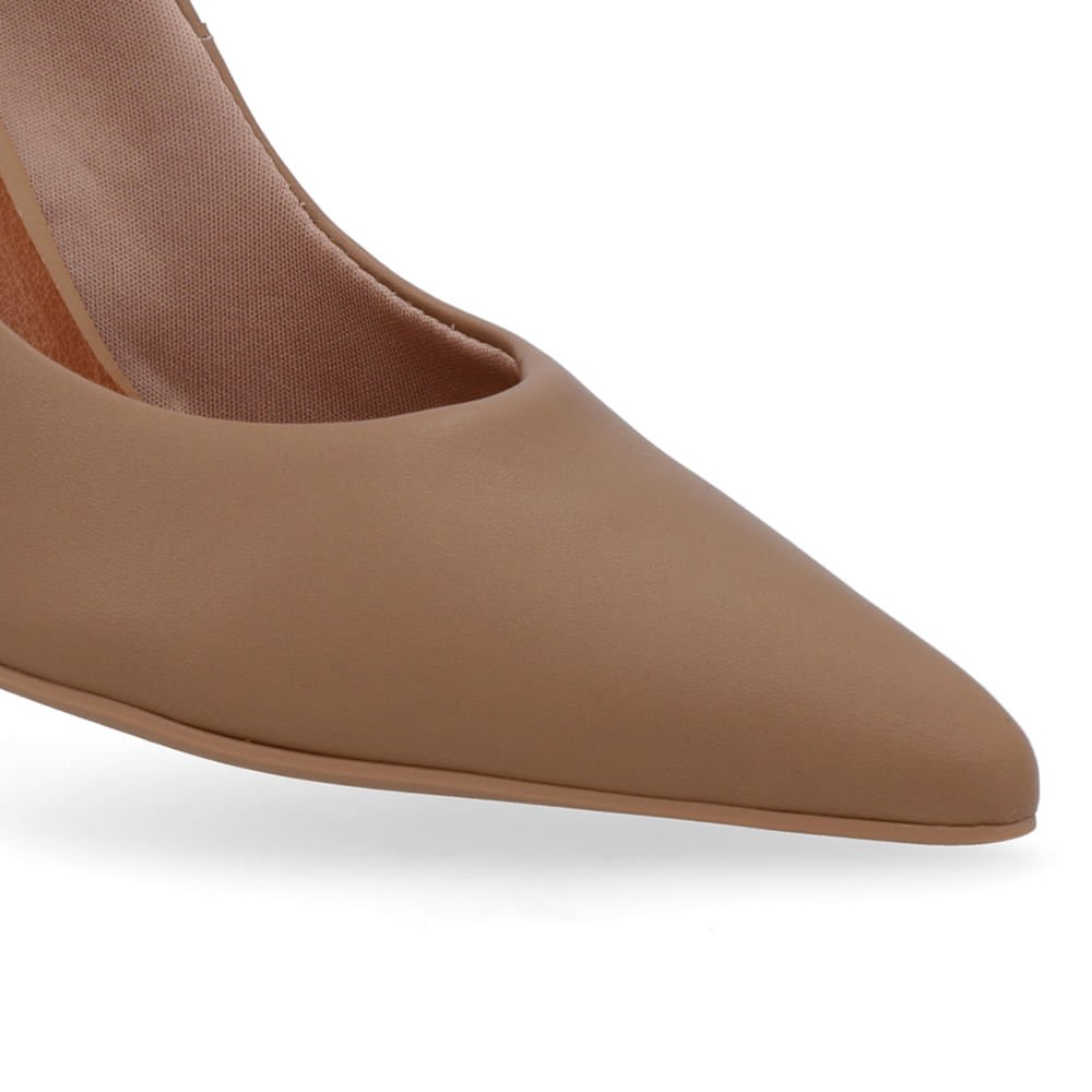 Scarpin Marrom Salto Alto Couro Bico Fino Enfeite Marrom 4