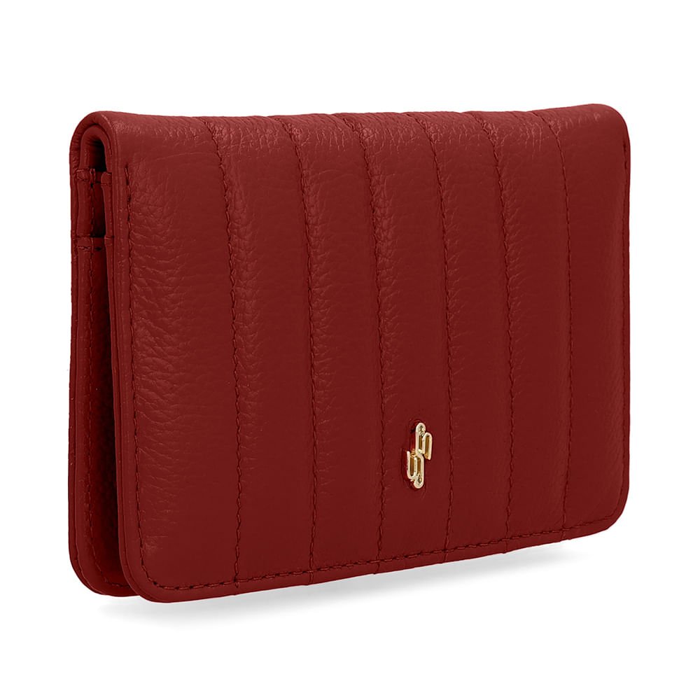 Carteira Couro Marrom Terracota Costura Enfeite Terracota 2