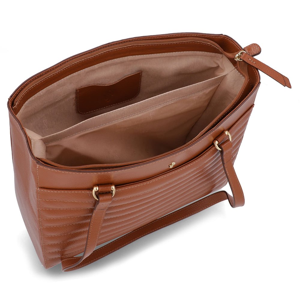 Bolsa Shopper Couro Marrom Doce De Leite Matelassê Marrom 4