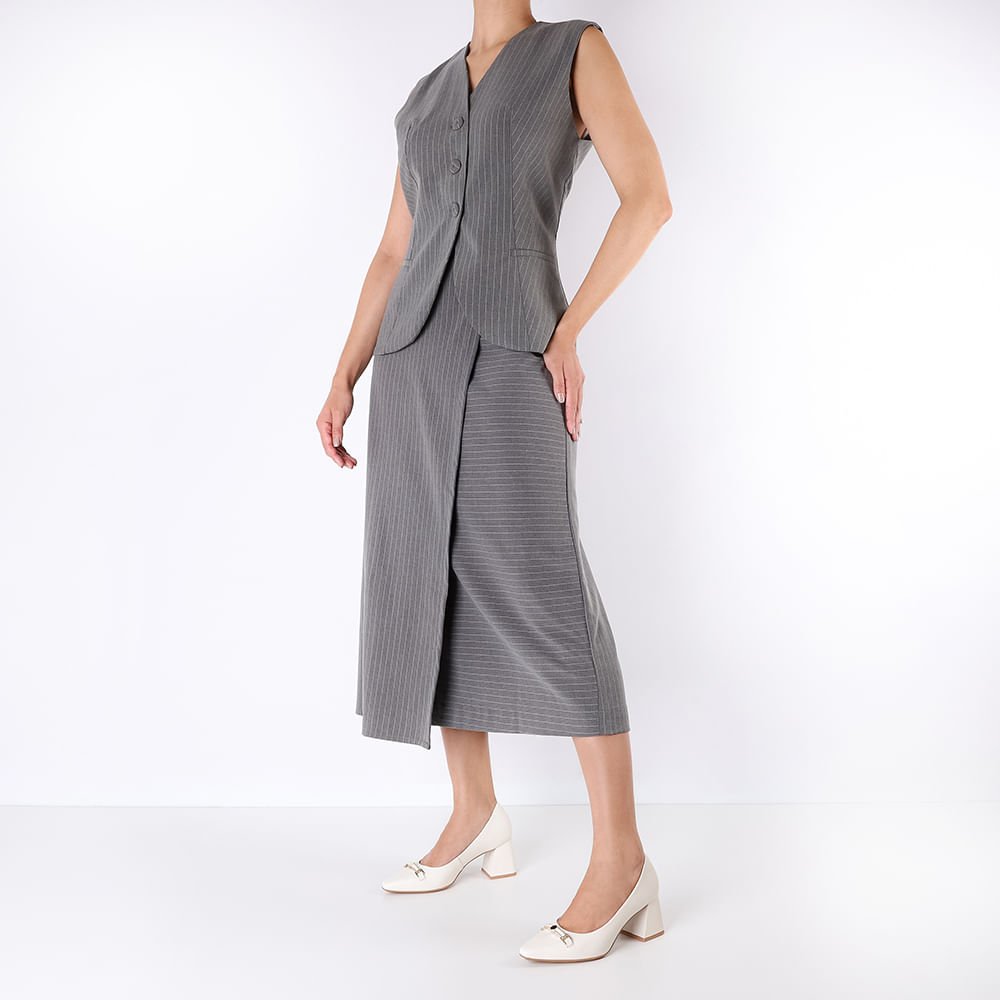 Scarpin Branco Marfim Couro Bico Fino Detalhe Geométrico Branco/Marfim 4