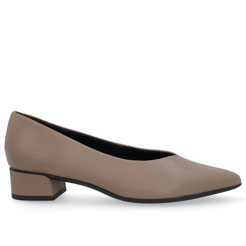 Scarpin Branco Marrom Couro Bico Fino