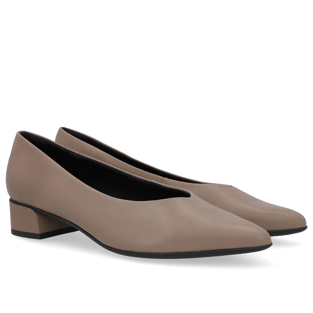 Scarpin Branco Marrom Couro Bico Fino Branco/Marrom 2