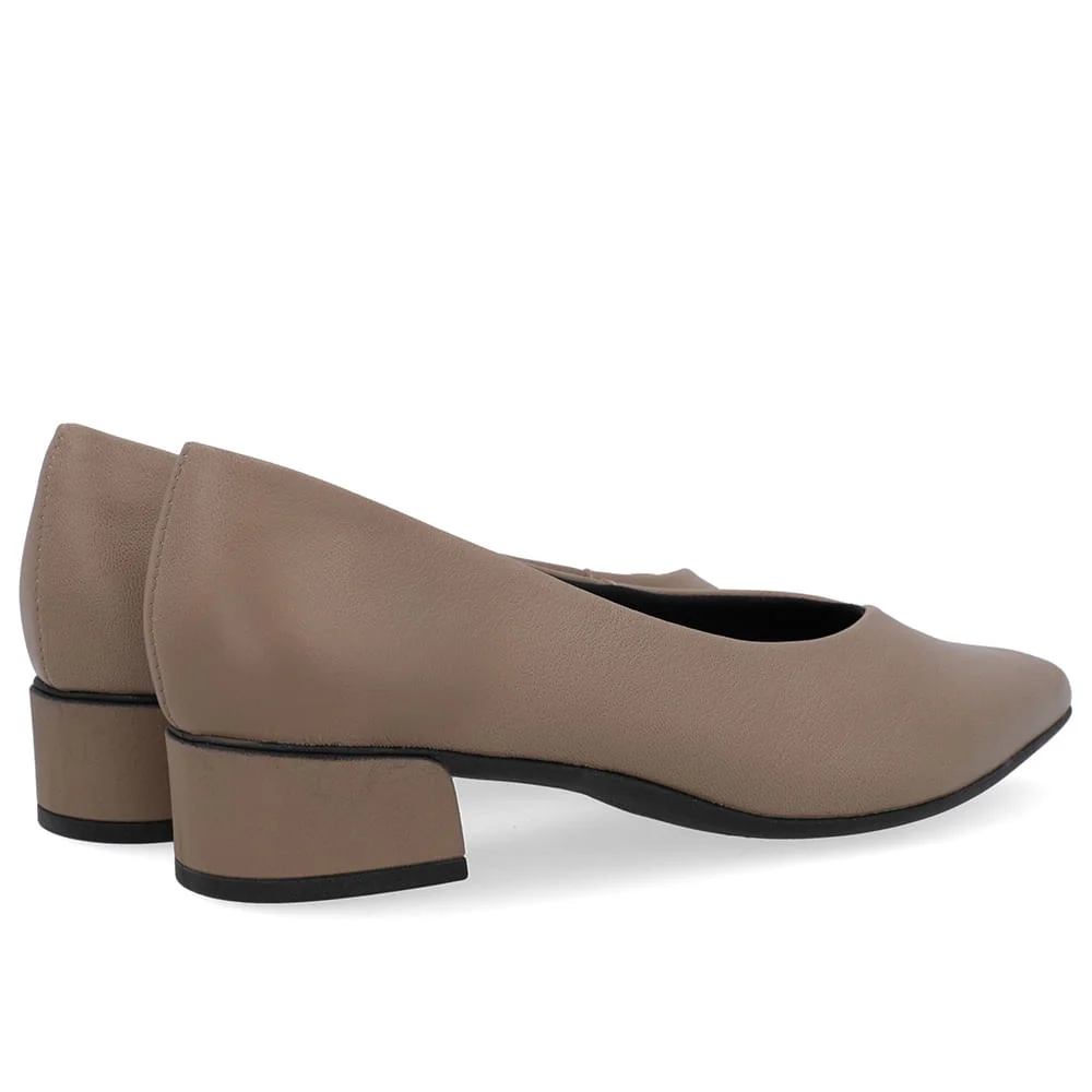 Scarpin Branco Marrom Couro Bico Fino Branco/Marrom 3