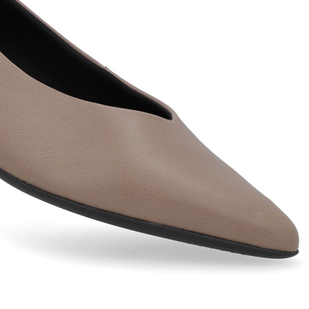 Scarpin Branco Marrom Couro Bico Fino Branco/Marrom 4