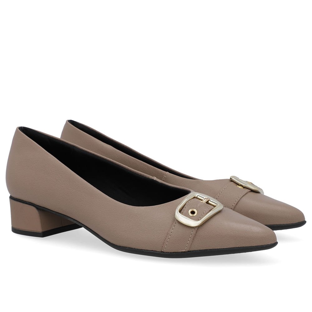 Scarpin Marrom Fendi Couro Bico Fino Fivela Marrom 2