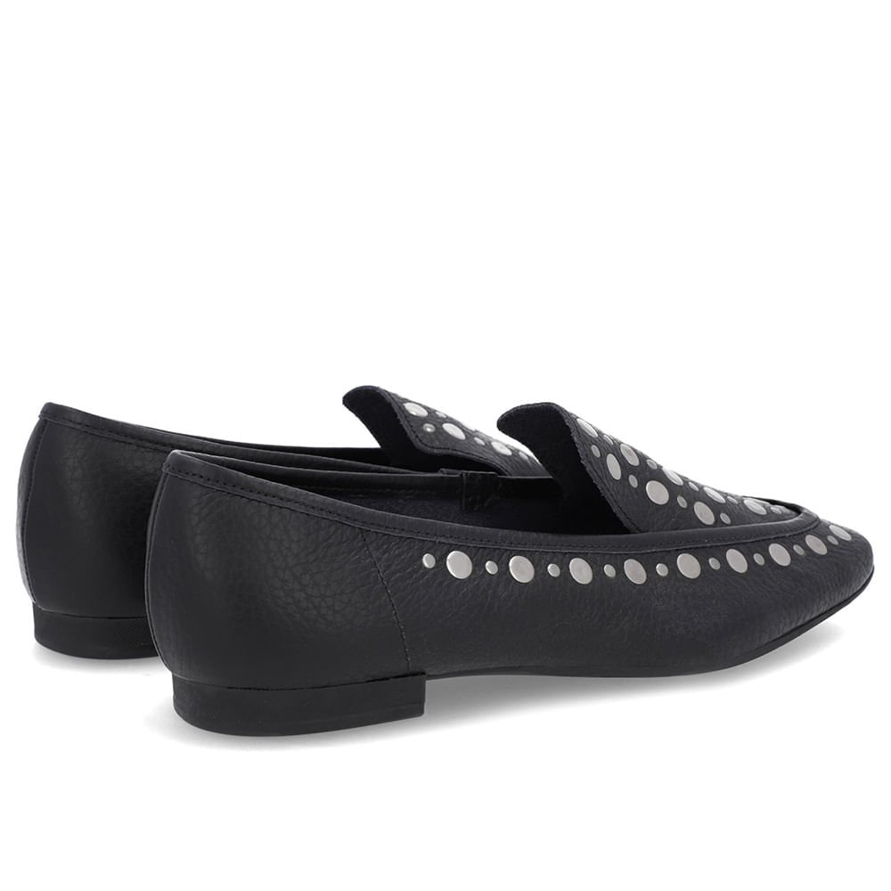 Loafer Preto Couro Tachas Preto 3
