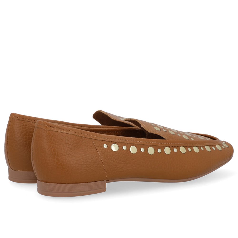 Loafer Marrom Couro Tachas Marrom 3
