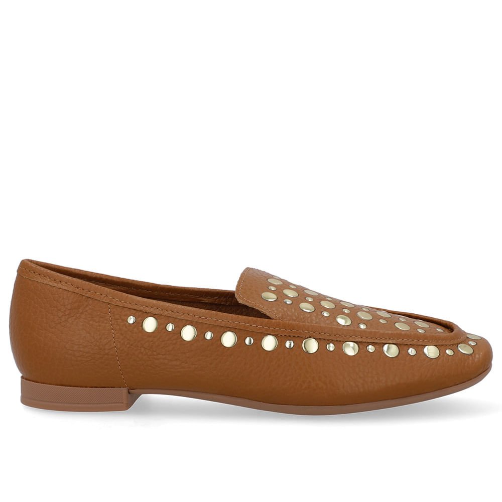 Loafer Marrom Couro Tachas Marrom 4