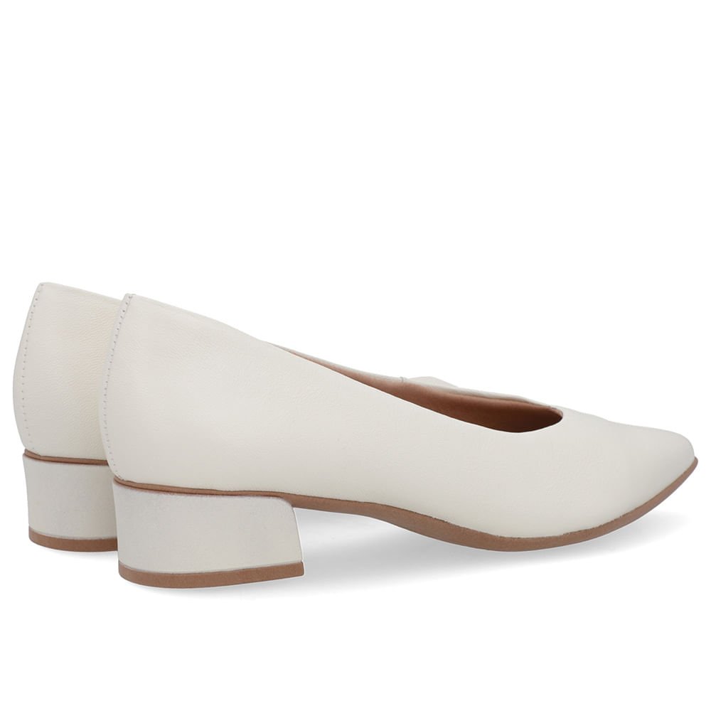 Scarpin Branco Marfim Couro Bico Fino Branco 3