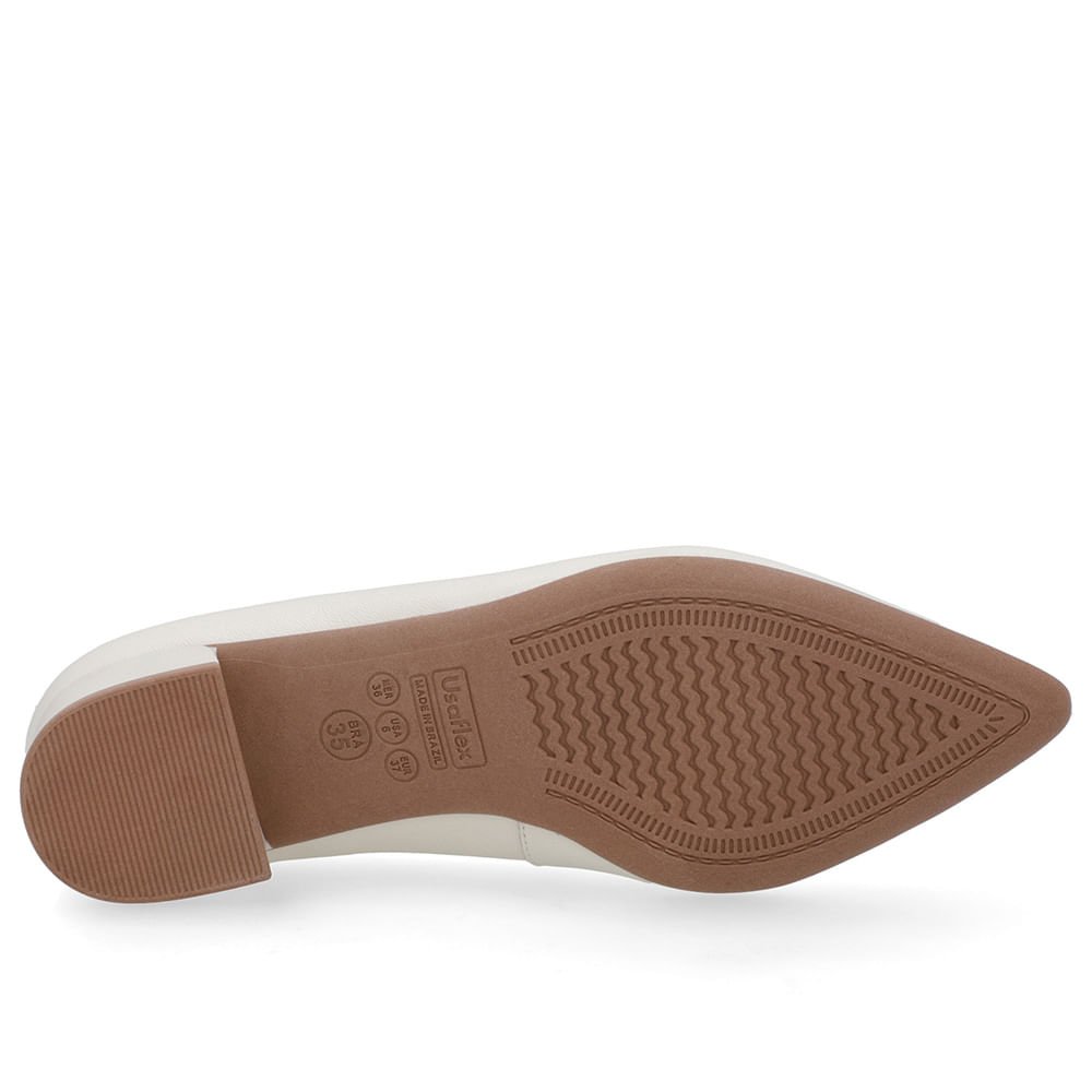 Scarpin Branco Marfim Couro Bico Fino Branco 5