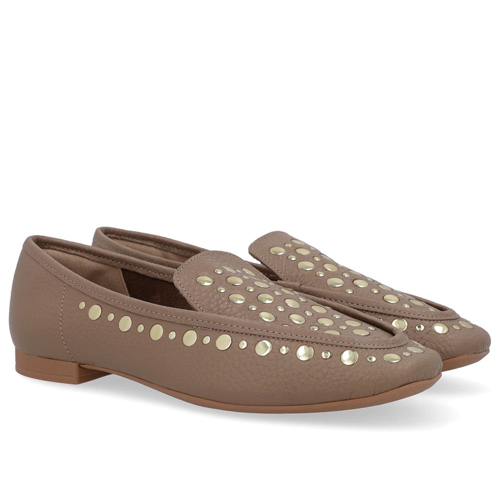 Loafer Marrom Fendi Couro Tachas Marrom 2