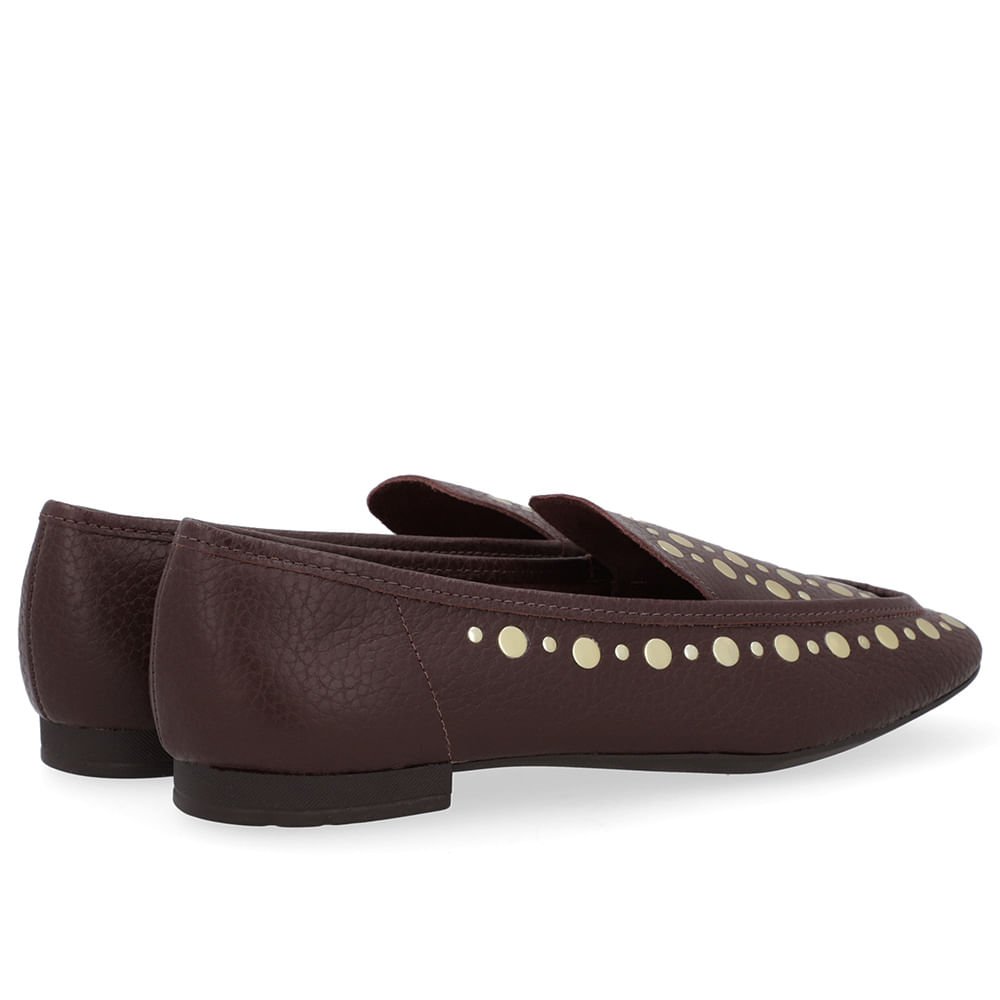 Loafer Marrom Pinhão Couro Tachas Marrom 3