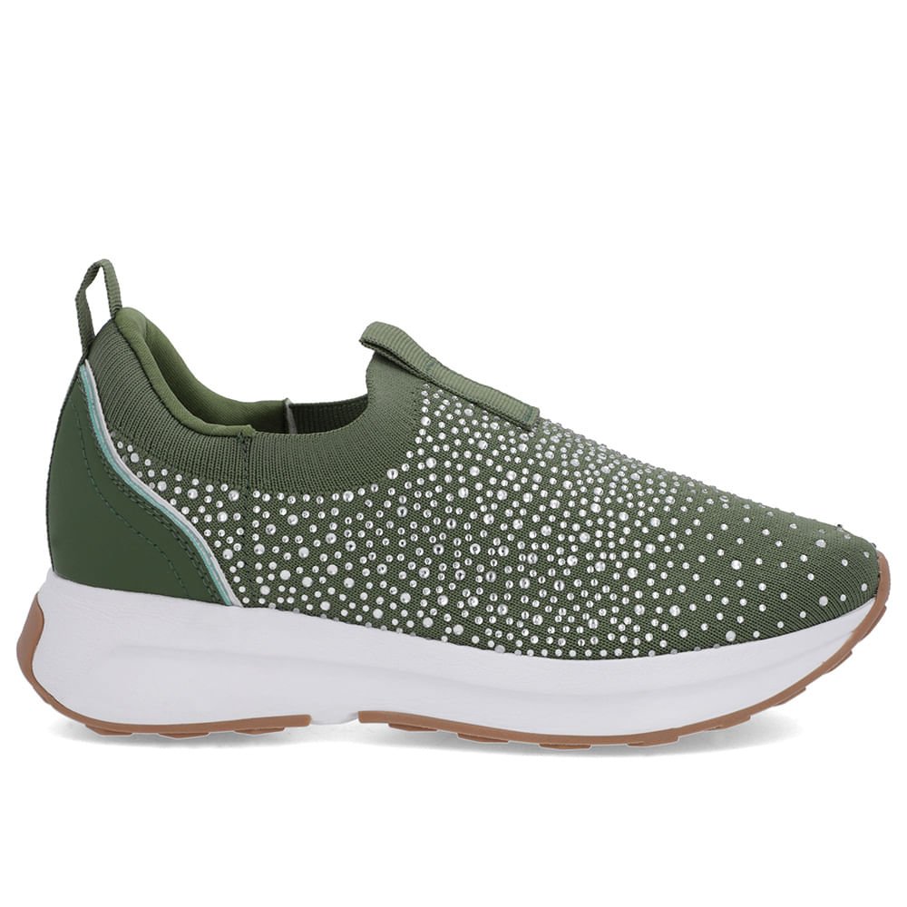 Tênis Verde Tricot Strass