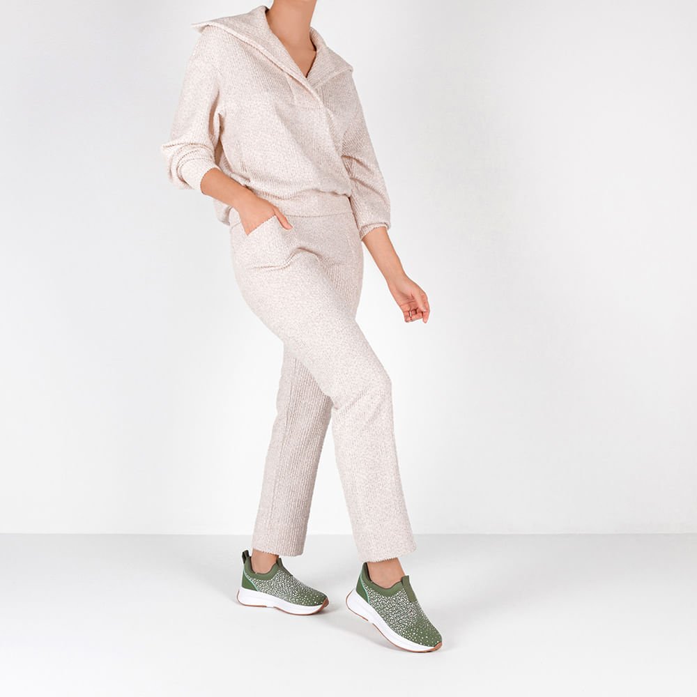 Tênis Verde Tricot Strass Verde 4