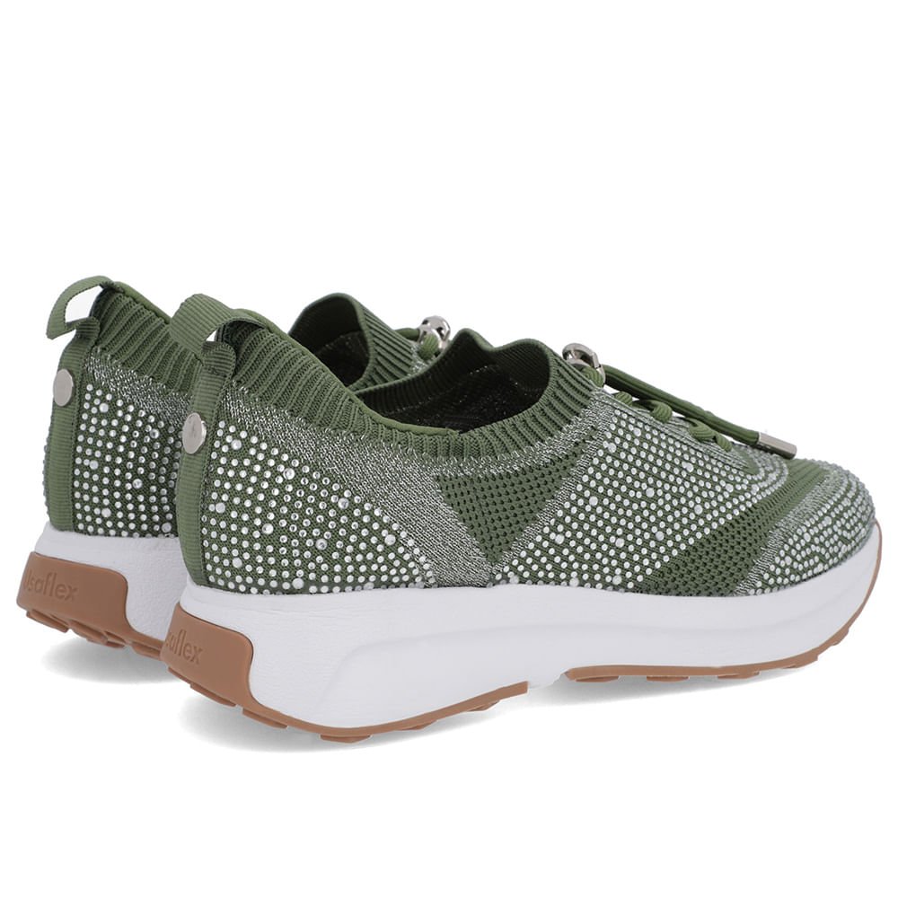 Tênis Cadarço Verde Tricot Strass Verde 3