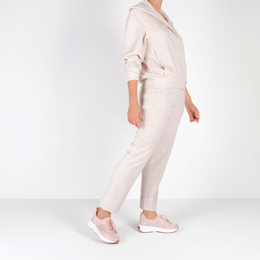 Tênis Cadarço Rosa Tricot Strass Rosa 4