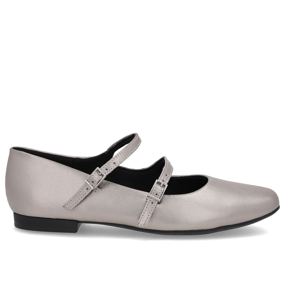 Sapatilha Aço Couro Tiras Fivelas