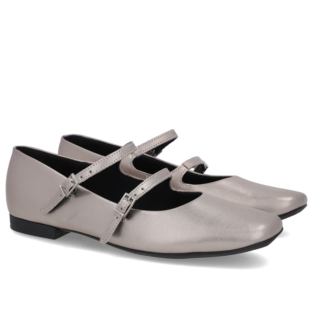 Sapatilha Aço Couro Tiras Fivelas Aço 2