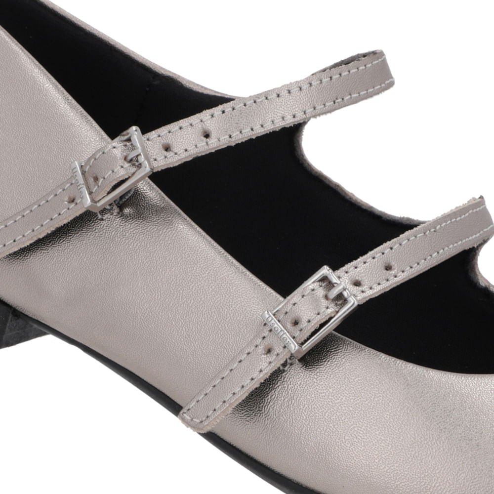 Sapatilha Aço Couro Tiras Fivelas Aço 4