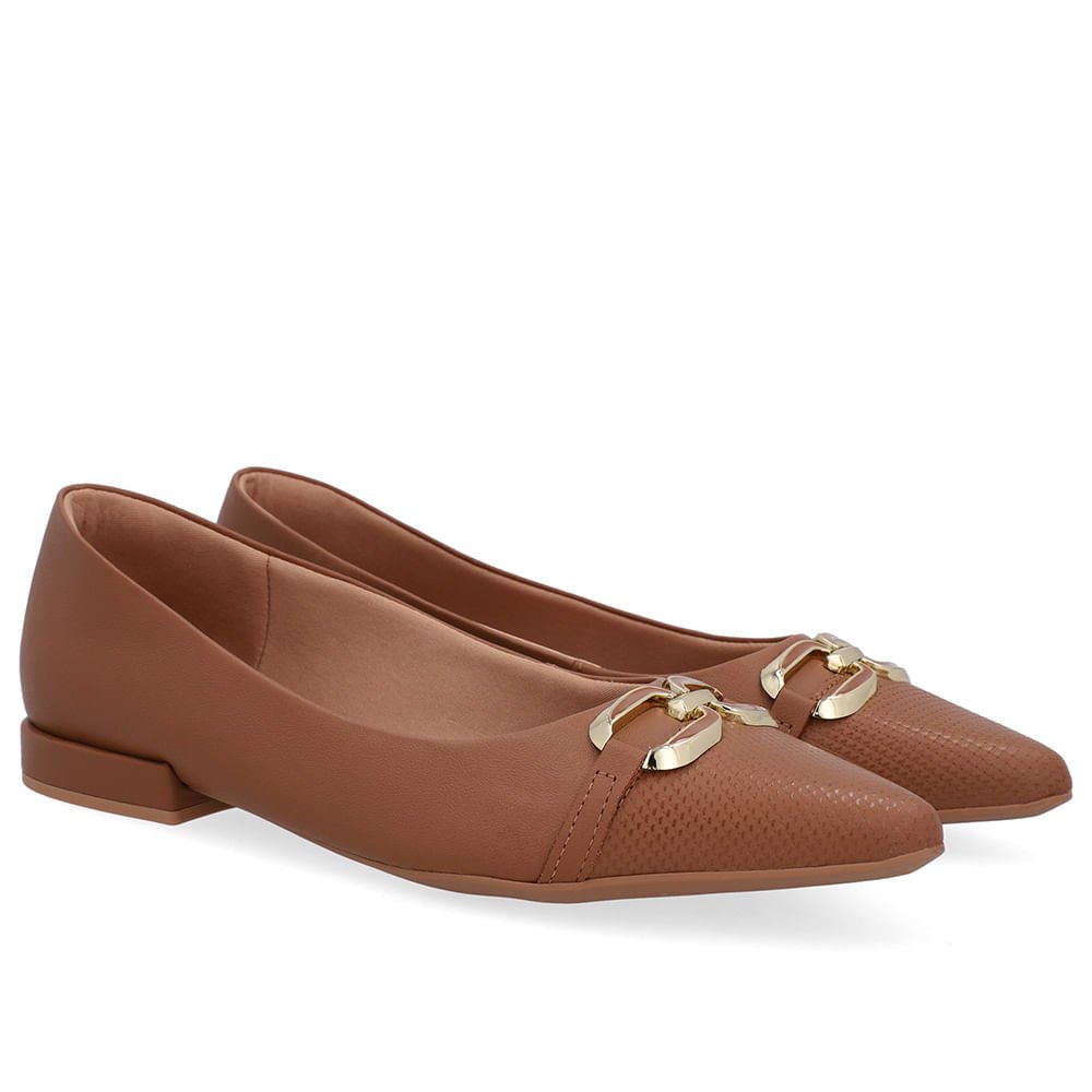 Sapatilha Marrom Couro Bico Fino Marrom 2