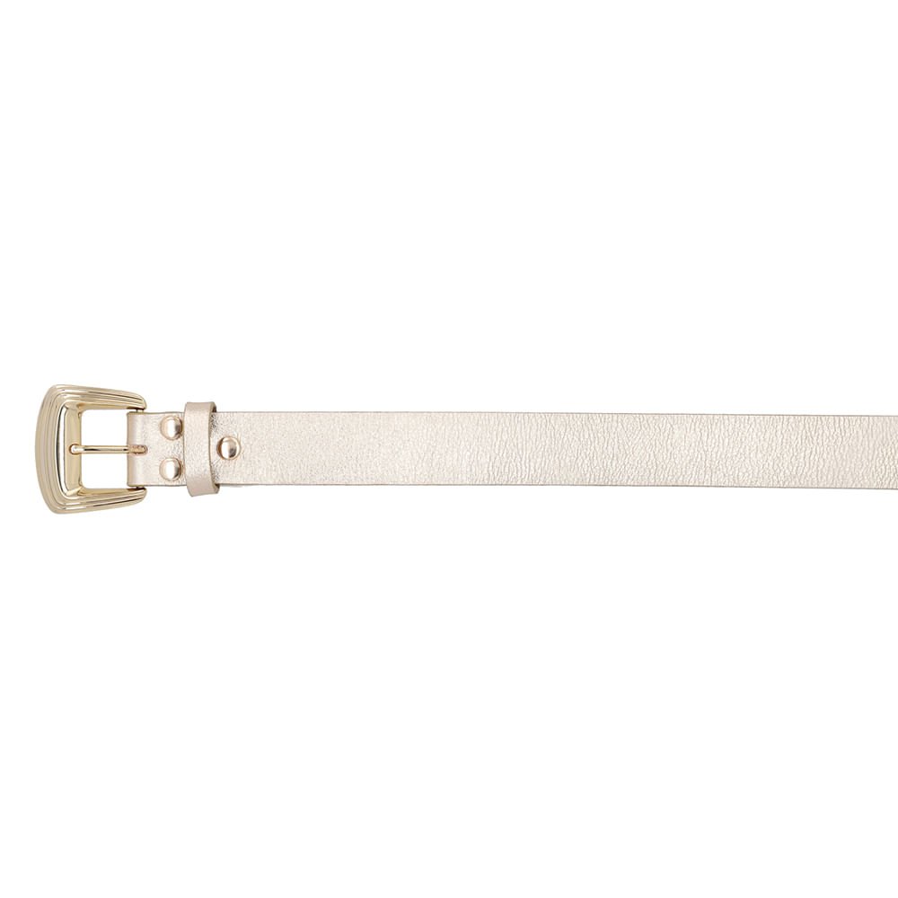 Cinto Couro Metalizado Ouro Light Fivela Bege/Ouro Light 2