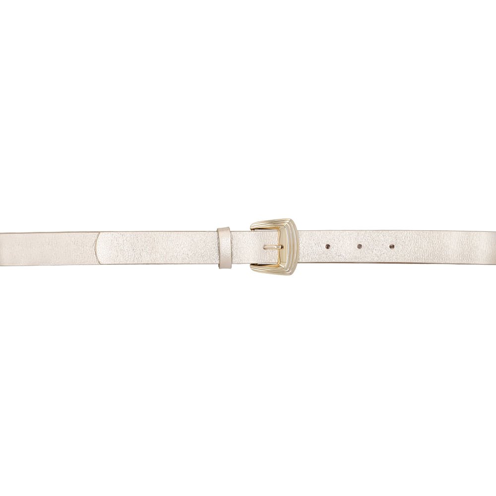 Cinto Couro Metalizado Ouro Light Fivela Bege/Ouro Light 4