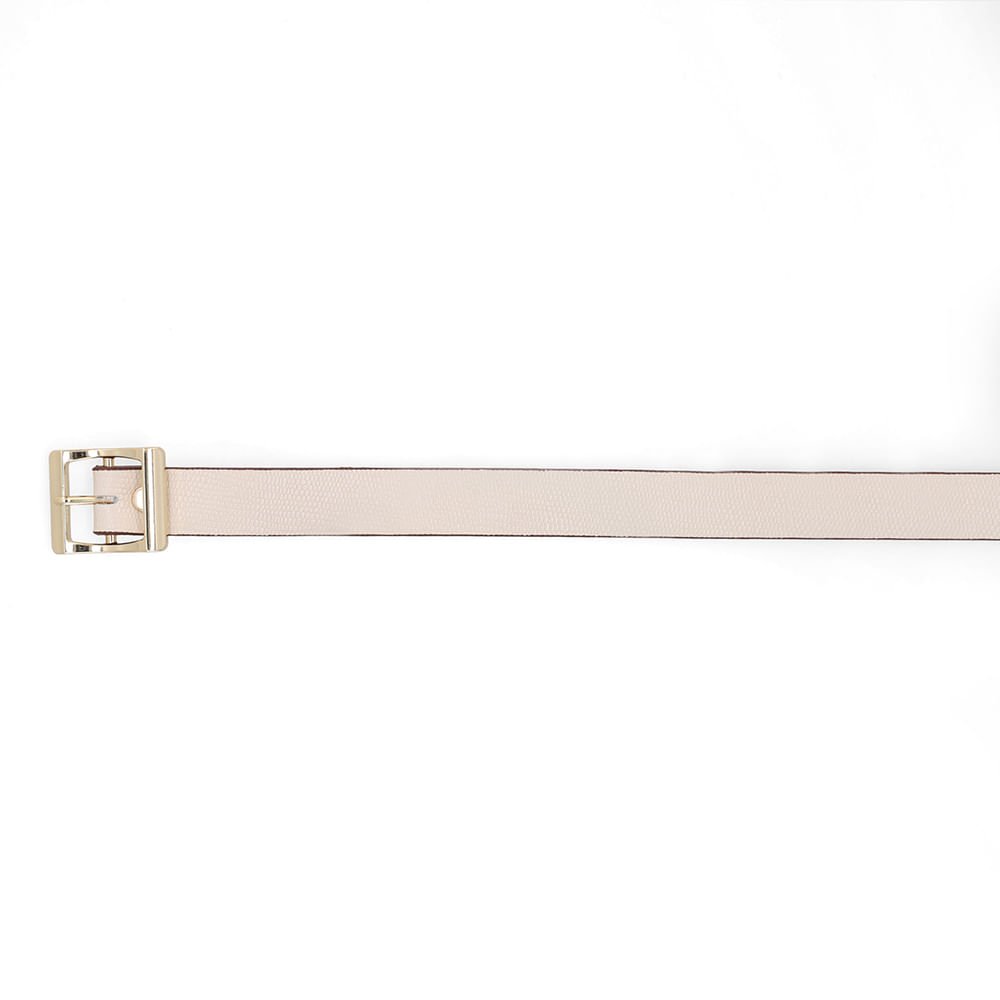Cinto Couro Texturizado Branco Marfim Fivela Marfim 2