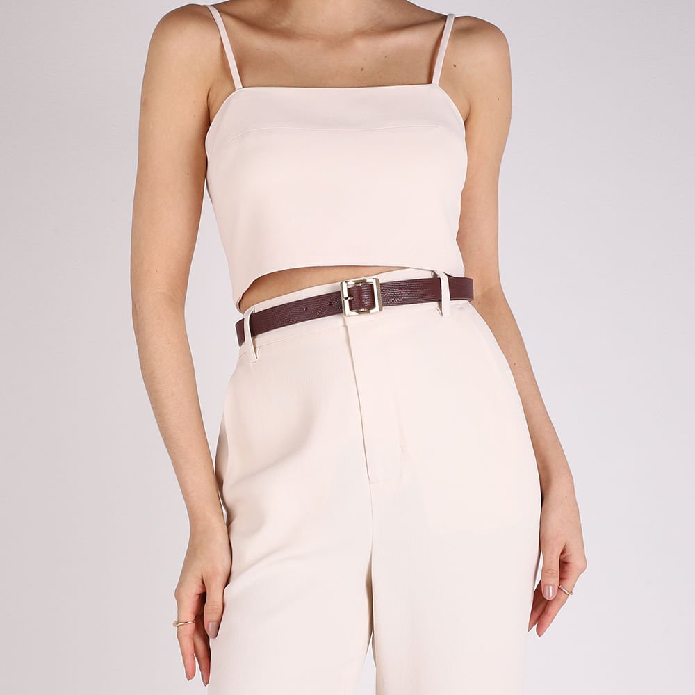 Cinto Couro Texturizado Vermelho Fivela Vermelho 5