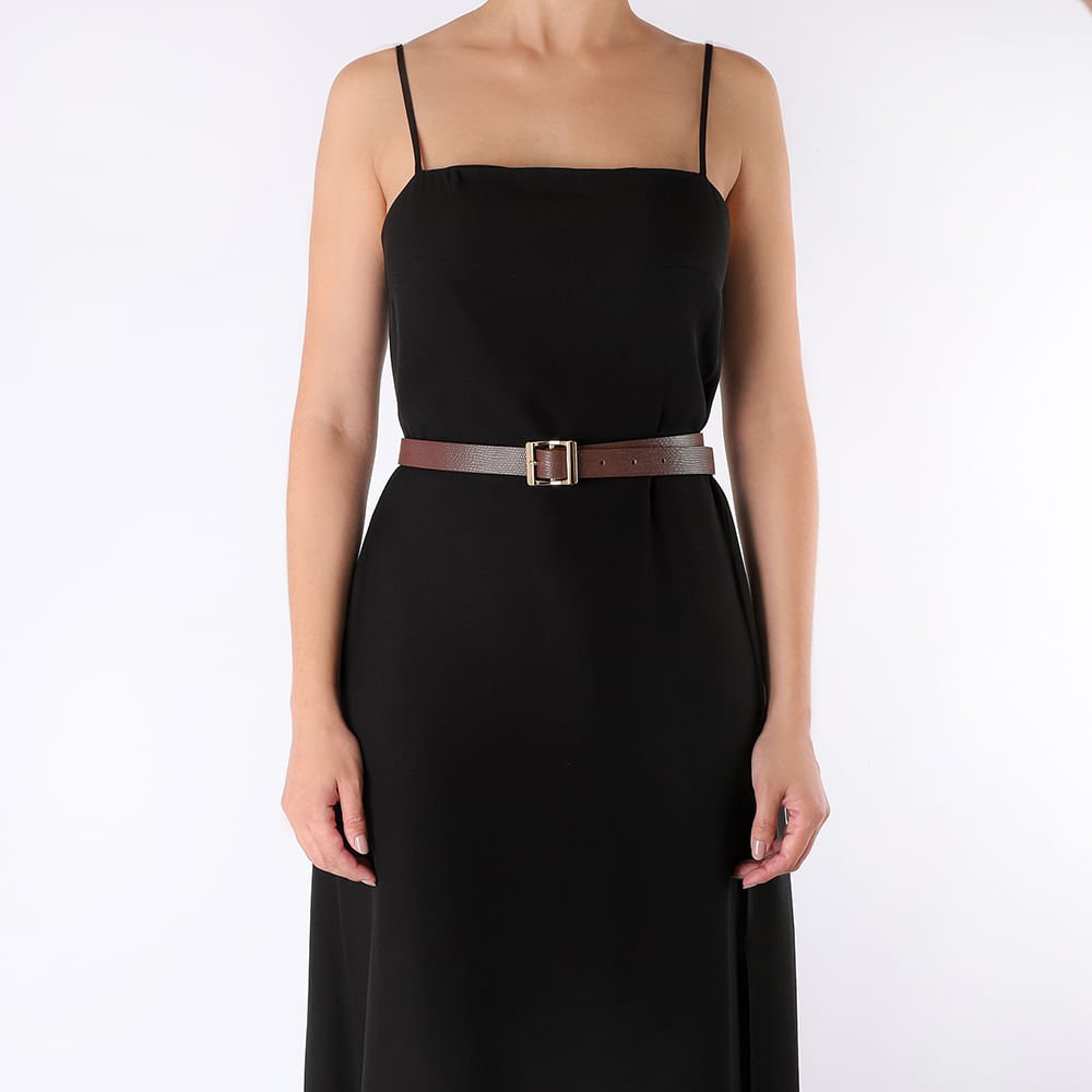 Cinto Couro Texturizado Marrom Fivela Marrom 2