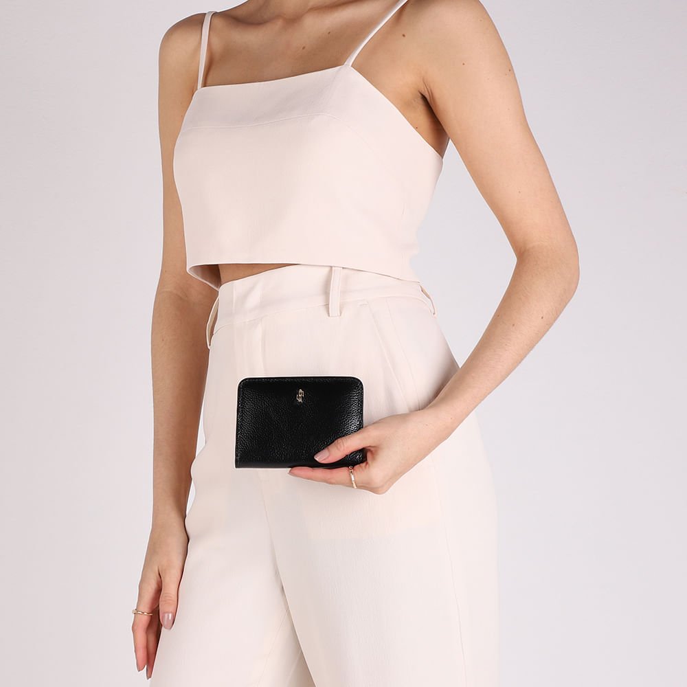 Carteira Couro Preta Básica Preto 4