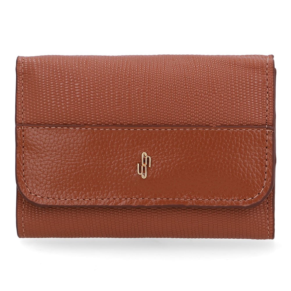 Carteira Couro Marrom Detalhe Textura