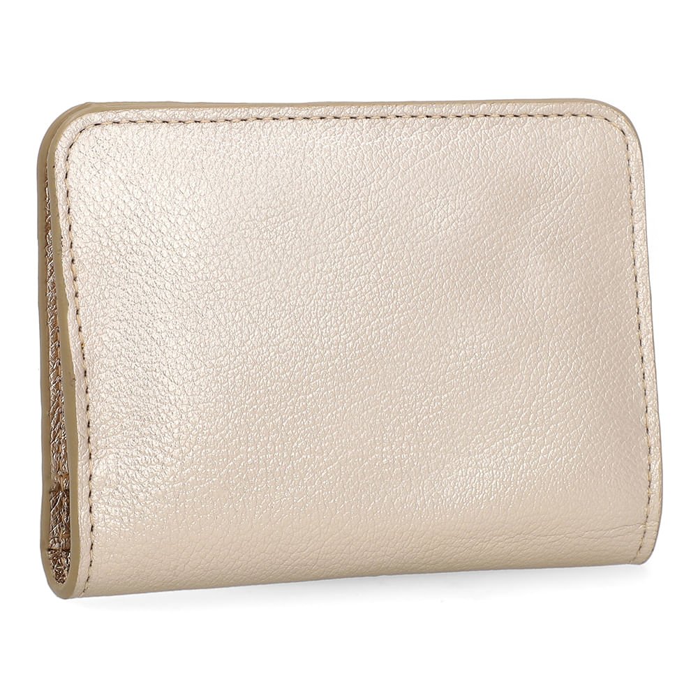 Carteira Couro Metalizado Ouro Light Básica Dourado 2