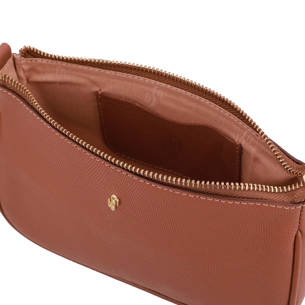 Bolsa Tiracolo Couro Lezard Marrom Marrom 3