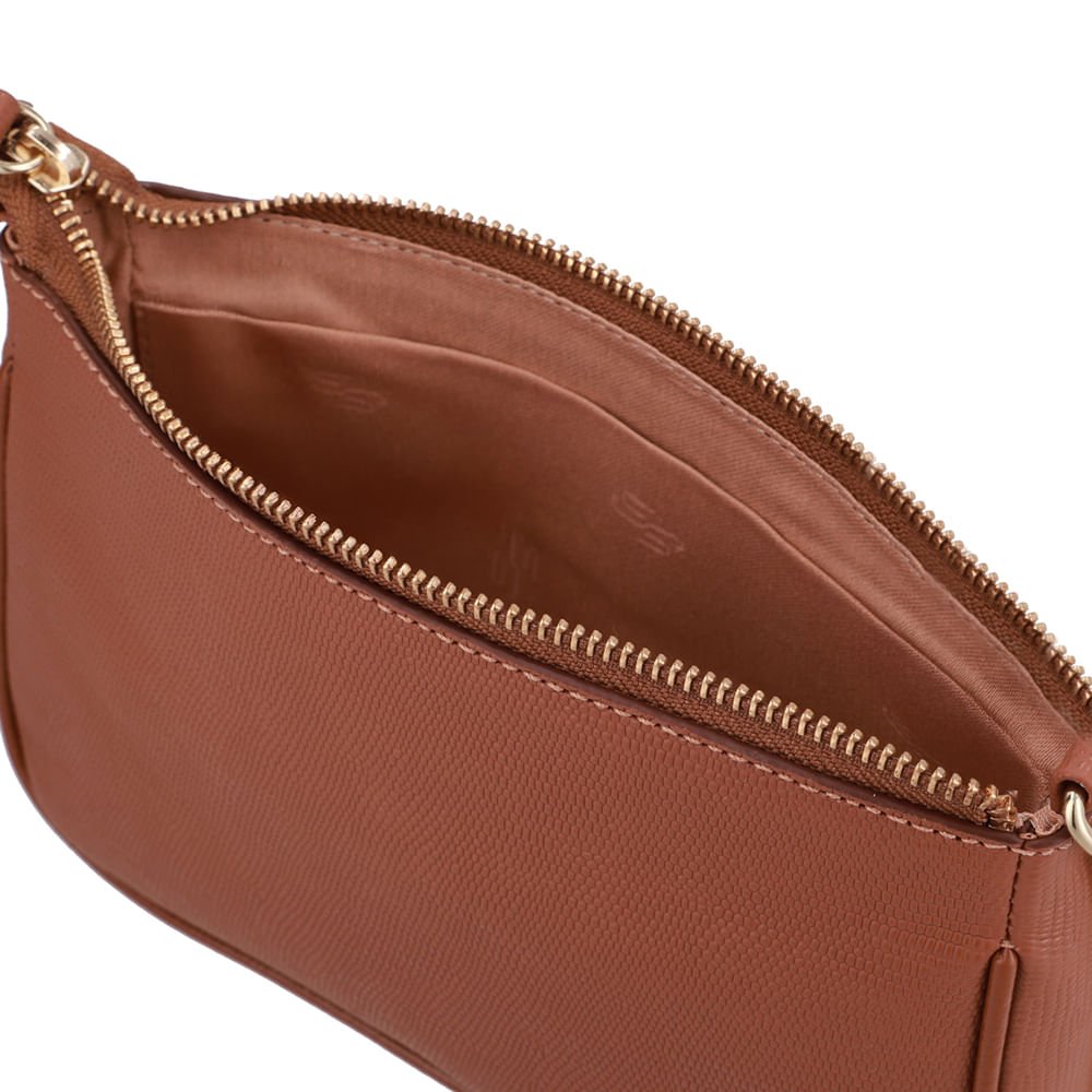 Bolsa Tiracolo Couro Lezard Marrom Marrom 4