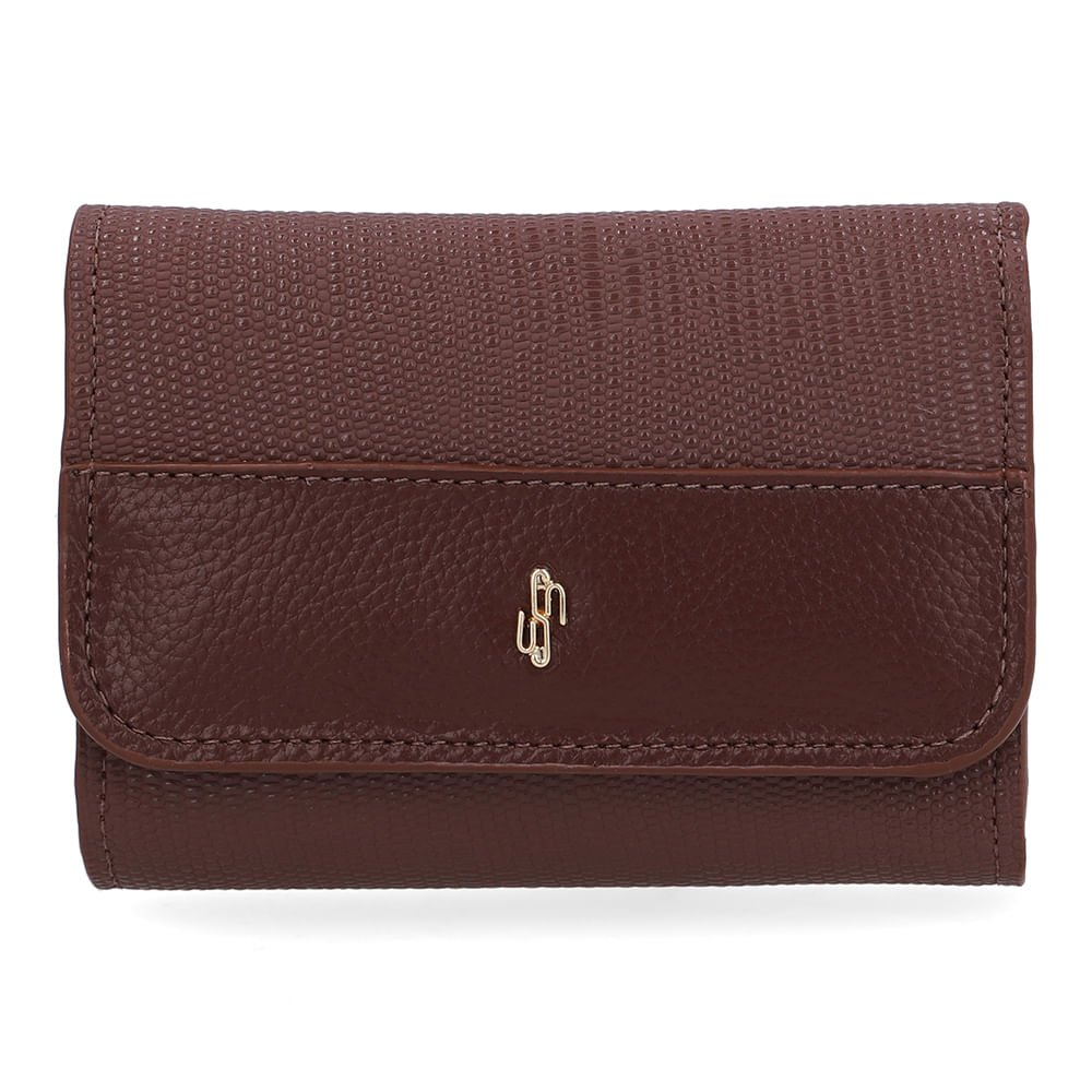 Carteira Couro Marrom Detalhe Textura