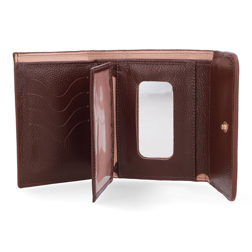 Carteira Couro Marrom Detalhe Textura Marrom 3