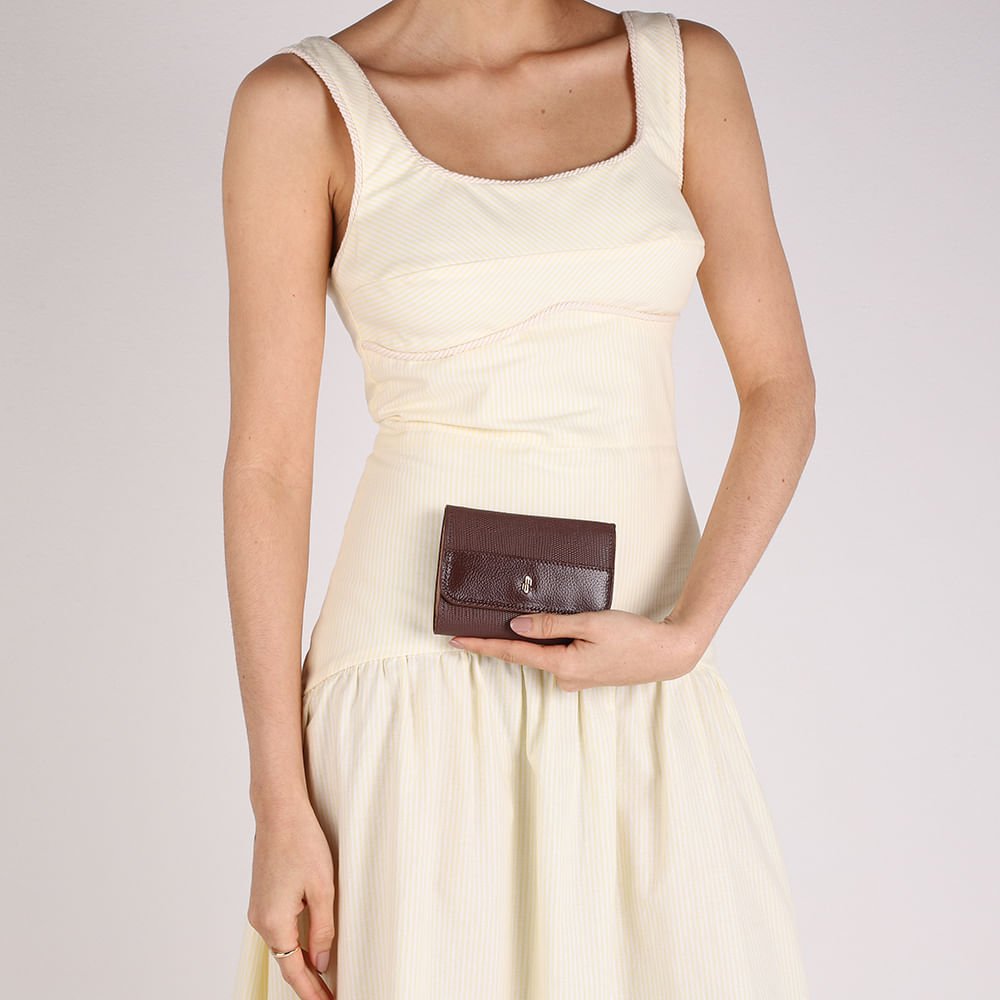 Carteira Couro Marrom Detalhe Textura Marrom 4