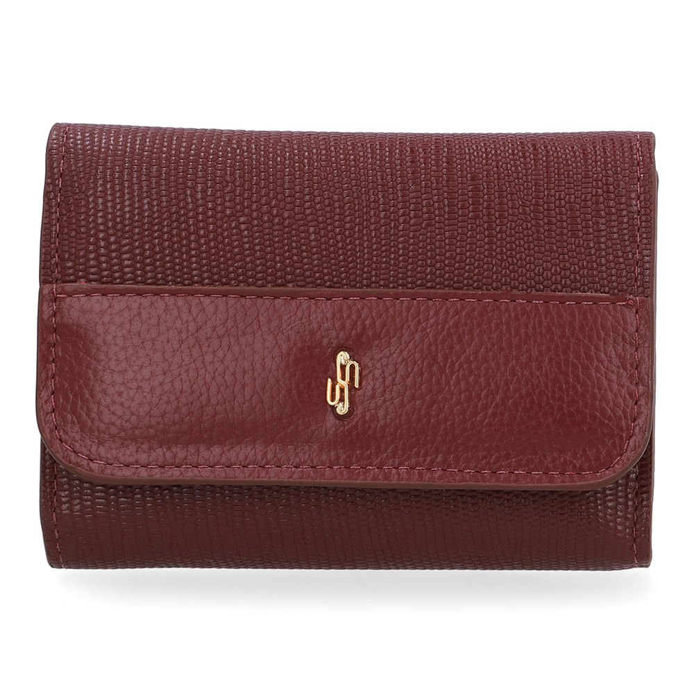 Carteira Couro Vermelha Detalhe Textura