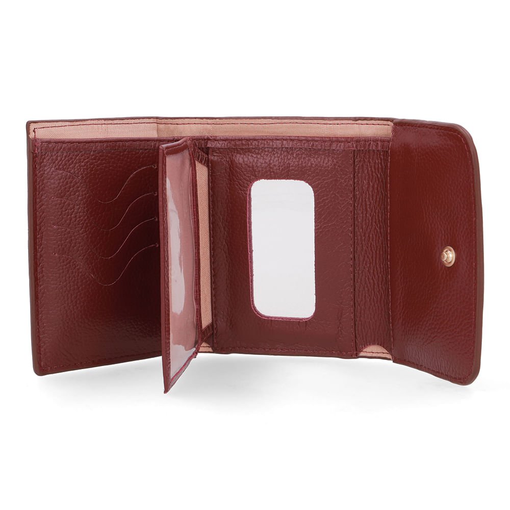 Carteira Couro Vermelha Detalhe Textura Vermelho 3