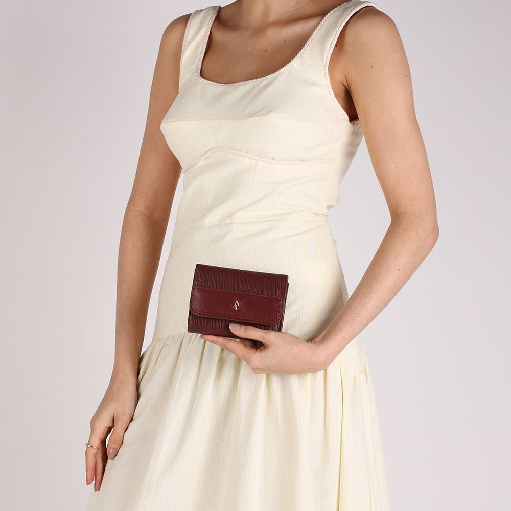 Carteira Couro Vermelha Detalhe Textura Vermelho 4