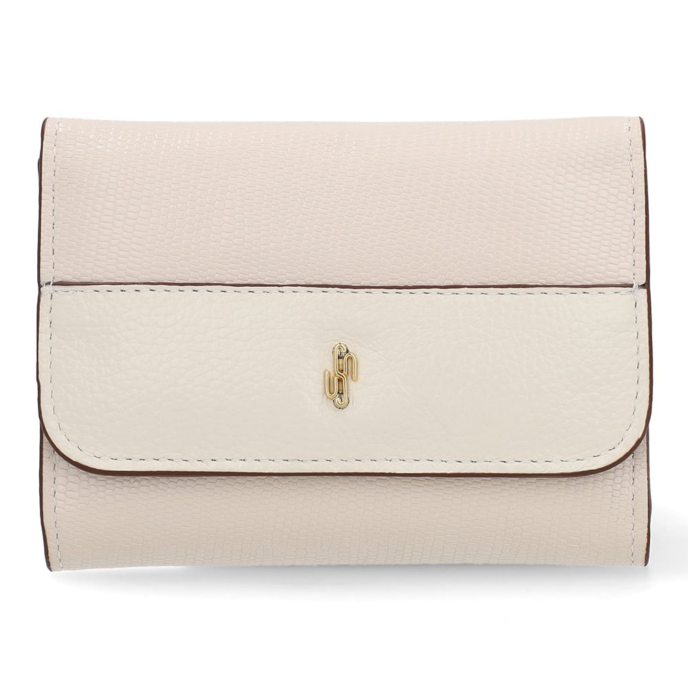 Carteira Couro Branca Marfim Detalhe Textura